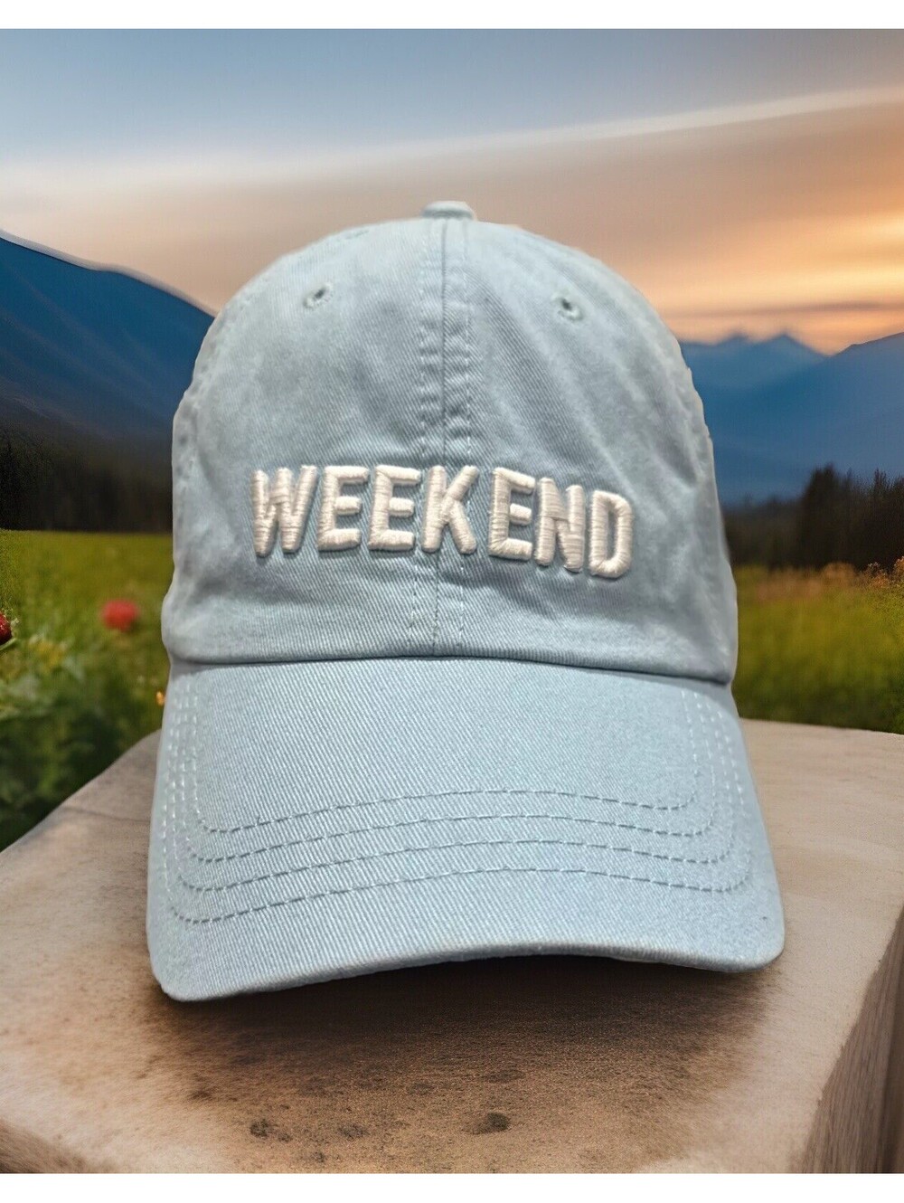 Weekend Days Off Long Week Holiday Vacation Leave Light Blue Baseball Cap